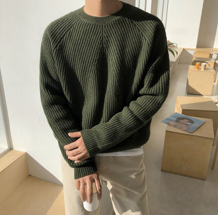 Round Collar Knitted Sweater – Loose Pullover