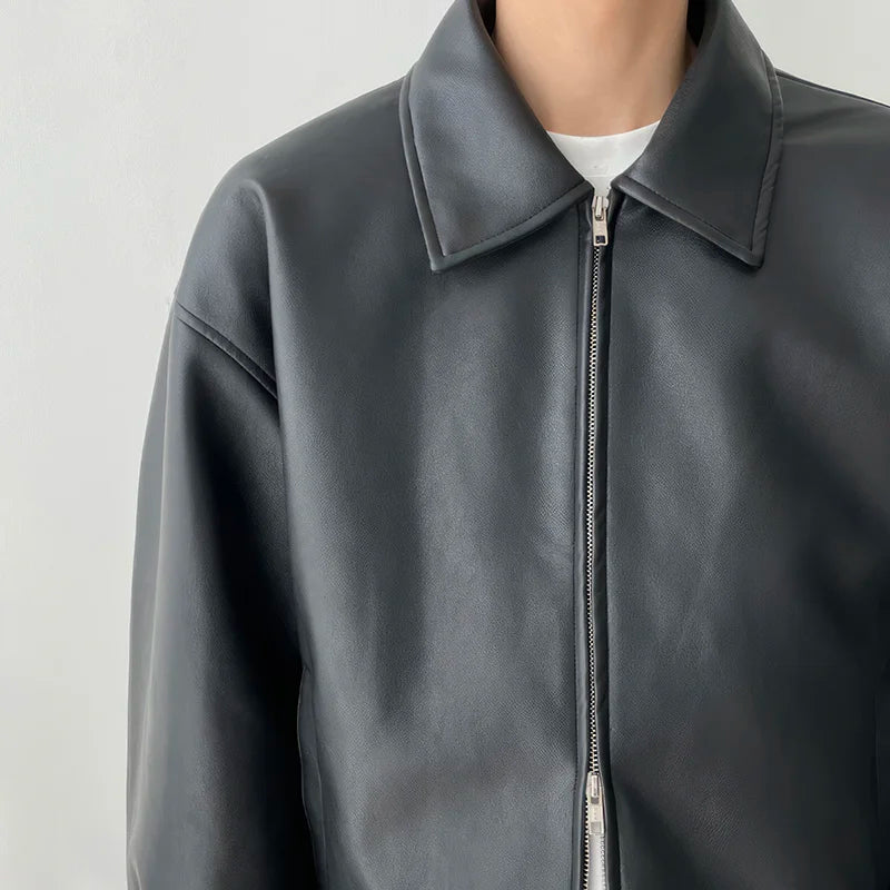 Black Leather Bomber Jacket – Streetwear Coat