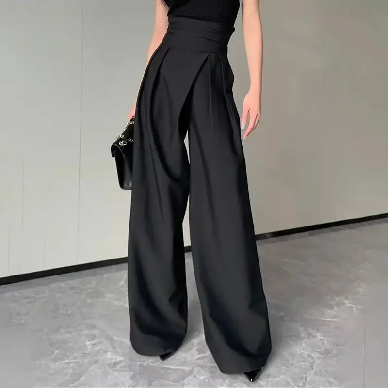 High-Waist Wide-Leg Suit Pants – Slimming Trousers