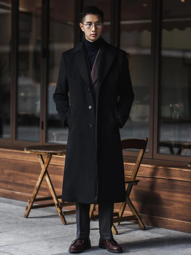 Premium Wool Blend Trench Coat – Single Breasted Winter Overcoat