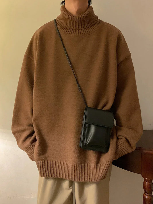 Oversized Turtleneck Sweater – Vintage Korean Knit Pullover