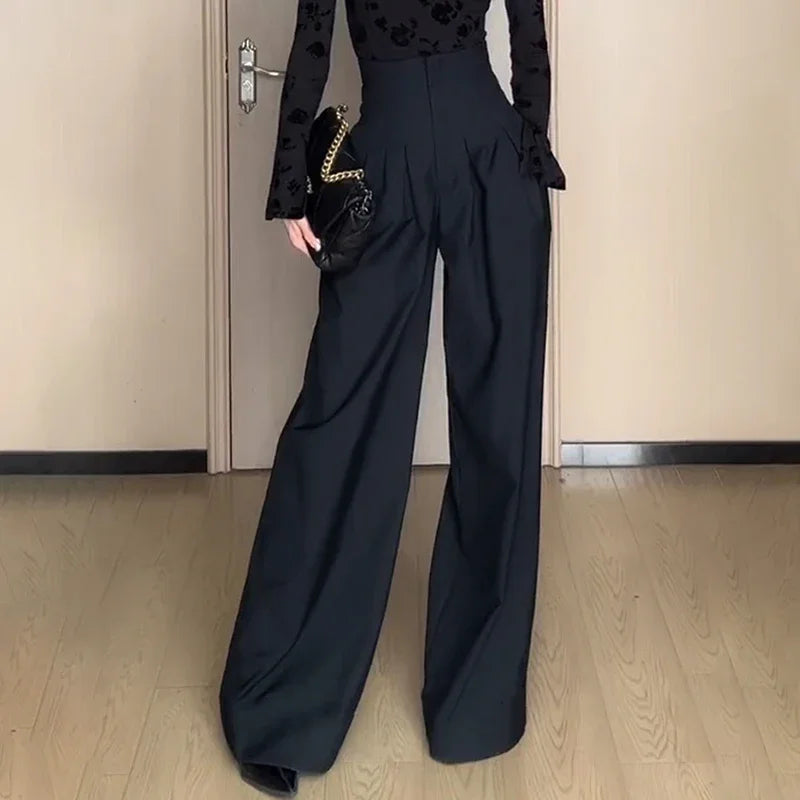 High-Waist Wide-Leg Suit Pants – Slimming Trousers