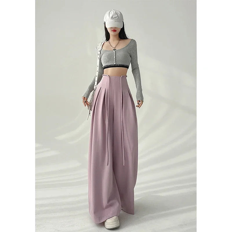 High-Waist Wide-Leg Pants – Elegant Streetwear Trousers