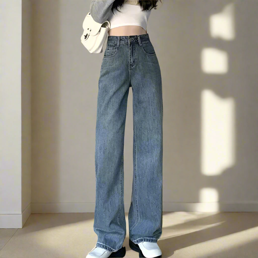 High-Waisted Baggy Jeans – Y2K Straight-Leg Denim Pants