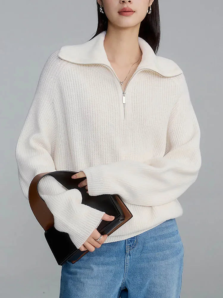 Oversized Turtleneck Sweater – Pullover with Zipper