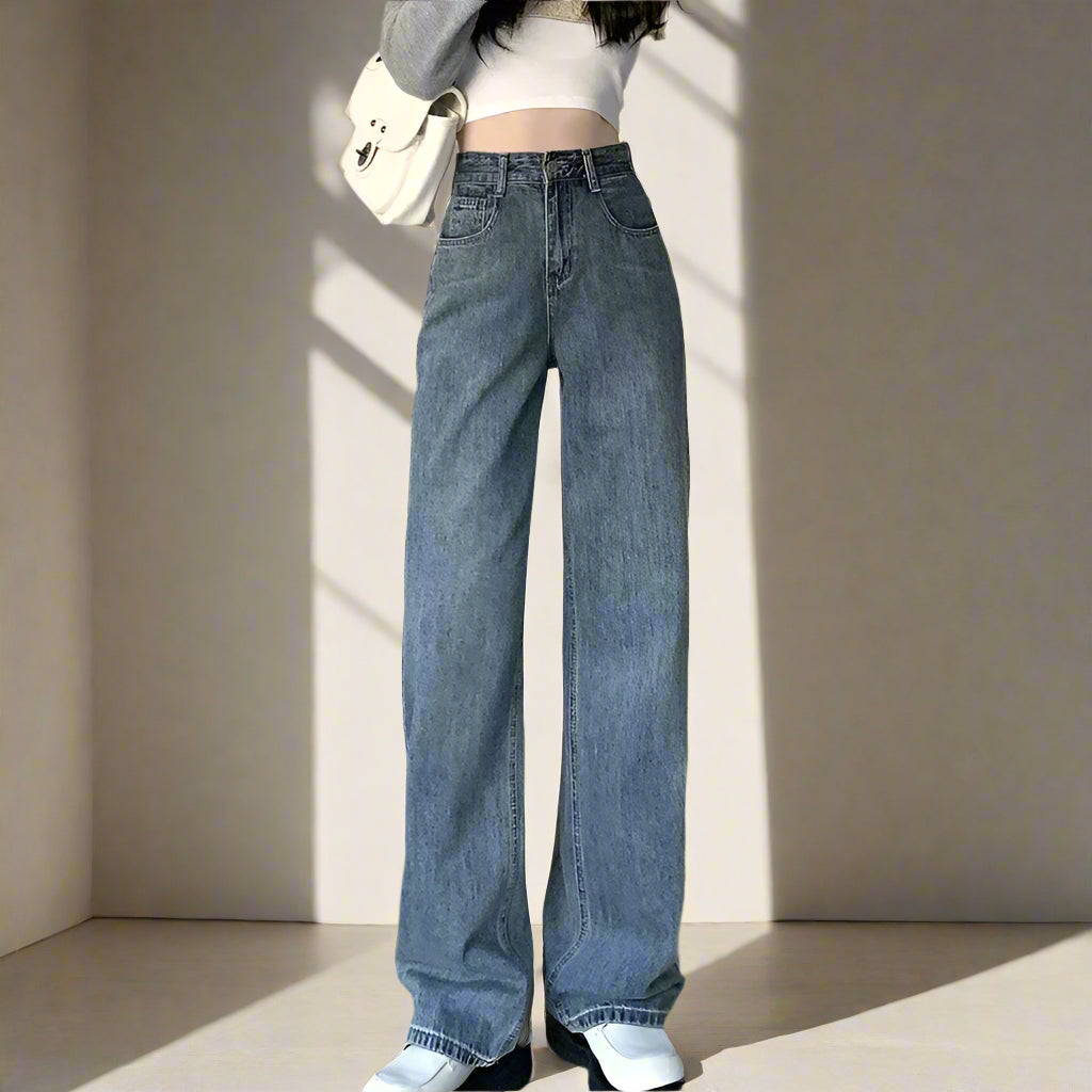 High-Waisted Baggy Jeans – Y2K Straight-Leg Denim Pants