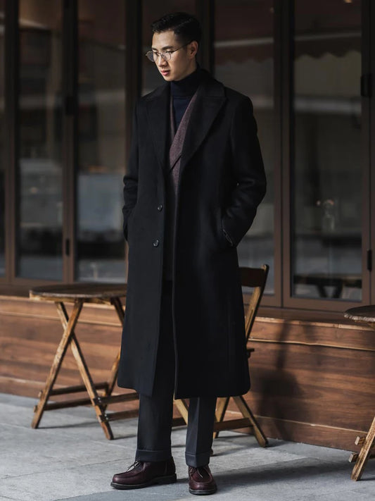 Premium Wool Blend Trench Coat – Single Breasted Winter Overcoat