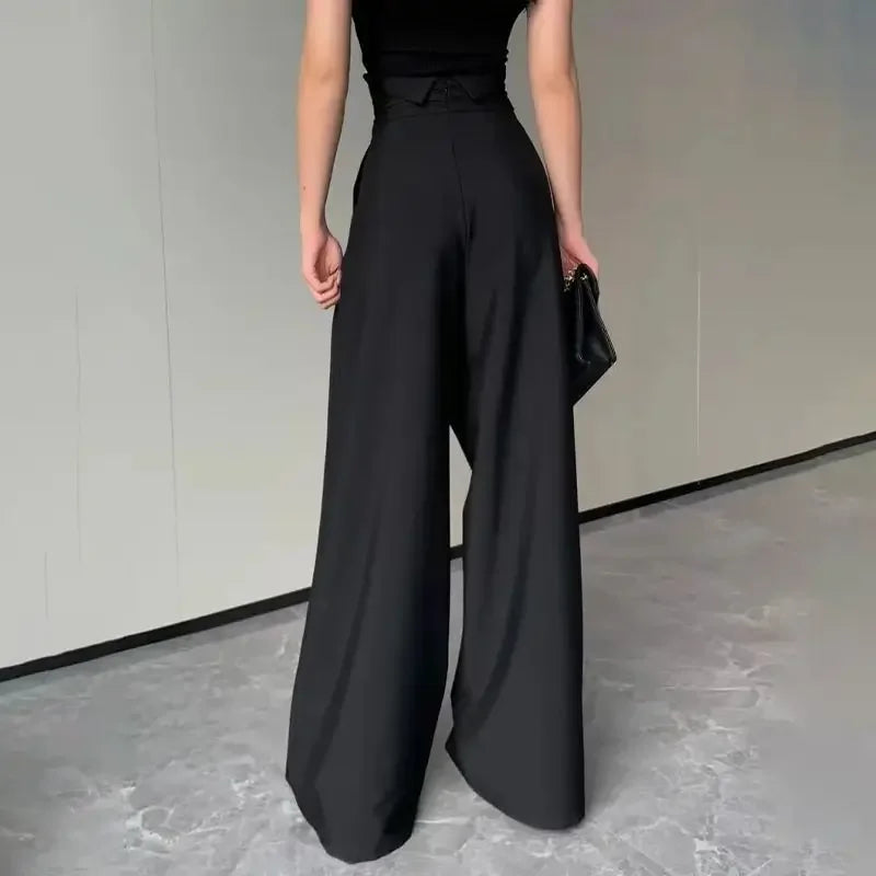 High-Waist Wide-Leg Suit Pants – Slimming Trousers